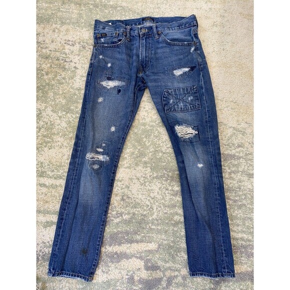 Polo Ralph Lauren Denim Jeans Mens 30x30 The Sullivan Slim Fit Distressed - Picture 1 of 11